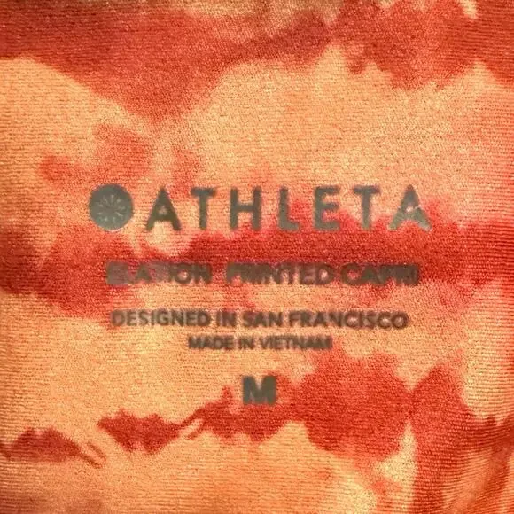 Athleta Orange Tie‎ Dye Elation Printed Capri Leggings Women's M High Rise - Picture 3 of 9